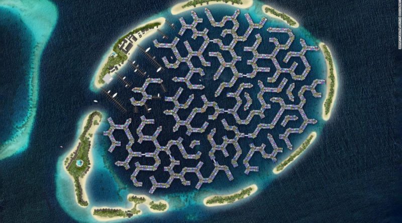 A floating city in the Maldives begins to take shape